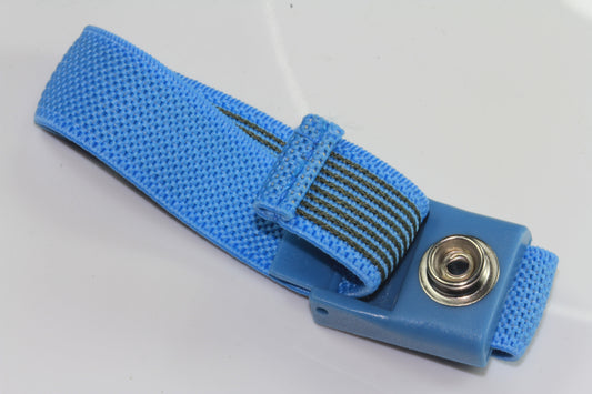 Wrist band, adjustable blue elasticated cloth with 10mm stud