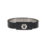 Wrist band, adjustable metal, black with 10mm stud